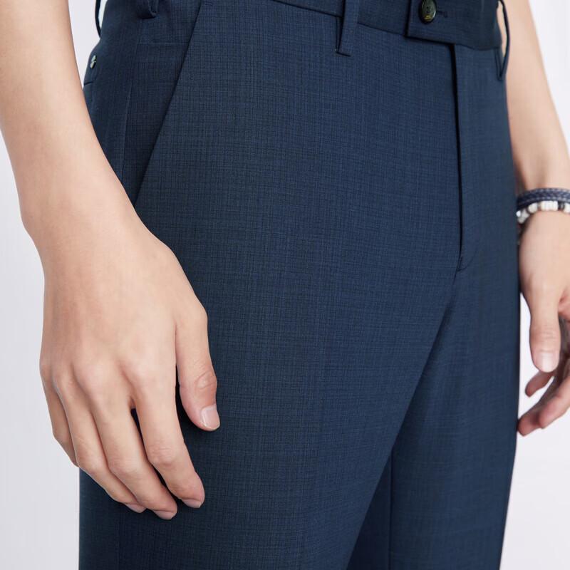 Joouyee Men's Spring Wool Blend Elastic Straight Fit Dress Pants