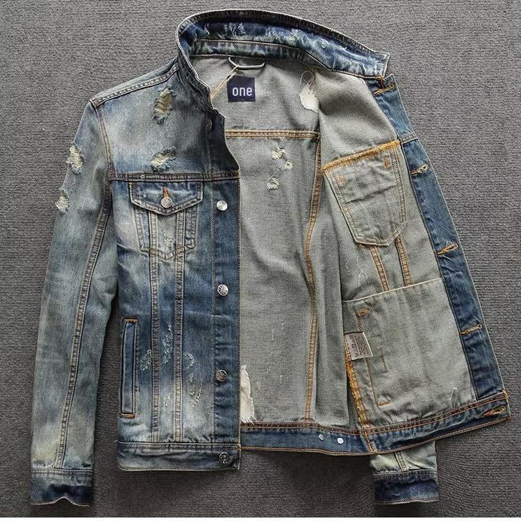 Men's Retro Denim Jacket - Korean Style, Slim Fit for Spring & Autumn