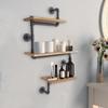 3-tier Vintage Storage Shelf Wall Mounted Industrial Wooden Frame Bookshelf Kitchen Shelf
