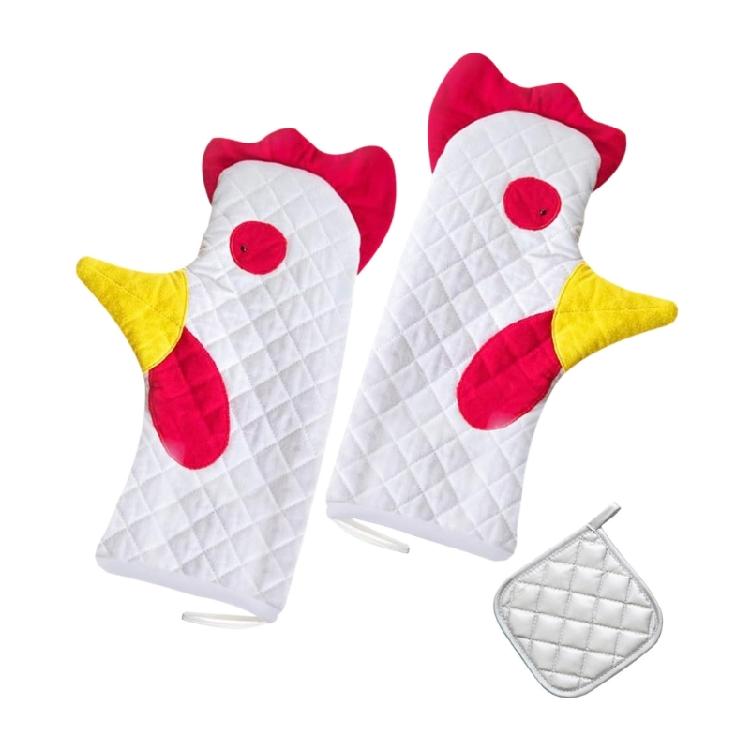 Oven Mitts Rooster Heat Resistant Oven Glove Pots Holder Reusable Oven Glove 1