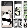 Cartoon Cute Panda Bear Hard PC Phone Case For Samsung Galaxy Z Flip 6 5 4 3 Black Cover ZFlip6 Flip5 Flip4 5G Foldable Print Ca