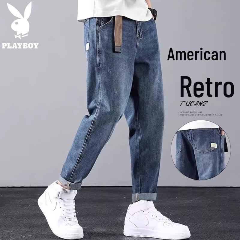 PLAYBOY Men s American Retro Loose Straight-Leg Jeans 34