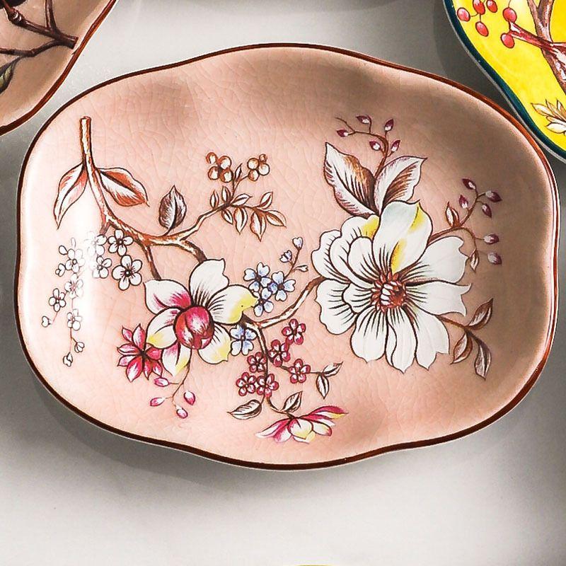 Creative Painted Flowers Ceramic Soap Dish Toilet Hand Wash Soap Dish Bathroom Accessories Hotel Bathroom Soap Dish Storage Tray