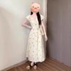 Coffee Break French Bubble Sleeve Dress Women's Summer New Small Waist Temperament Floral Dress