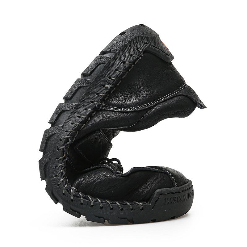 Four Seasons Men's Shoes Large Size Low Top Hand Stitching Fashion Men's Casual Leather Shoes Low Top Trendy Shoes