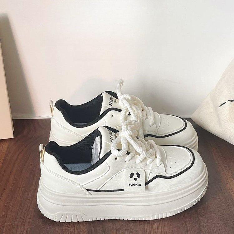 Spring New Heightening Little White Shoes Female Versatile Student Campus Muffin Shoes High Value Retro Hong Kong Style Casual Board Shoes