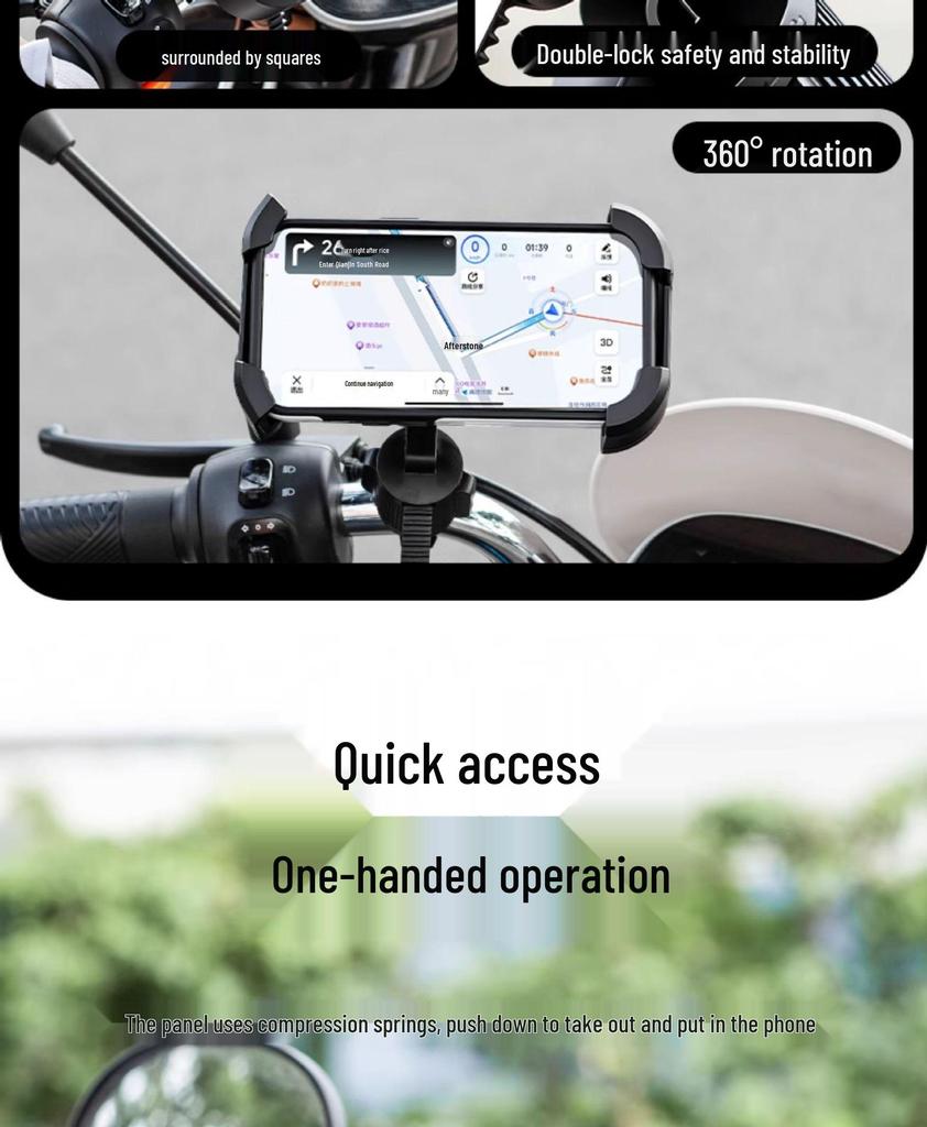 Electric Vehicle & Motorcycle Phone Holder with Battery for Navigation