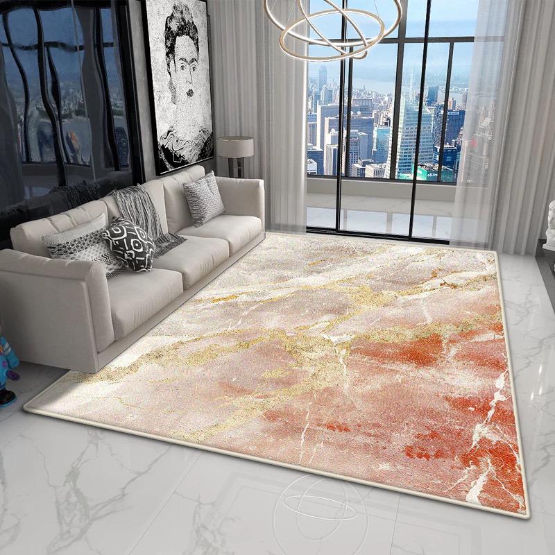 Abstract Marble Style Living Room Carpet Light Luxury Decoration Bedroom Bedroom Plush Rug Home Cloakroom Non-slip Door Mat Soft
