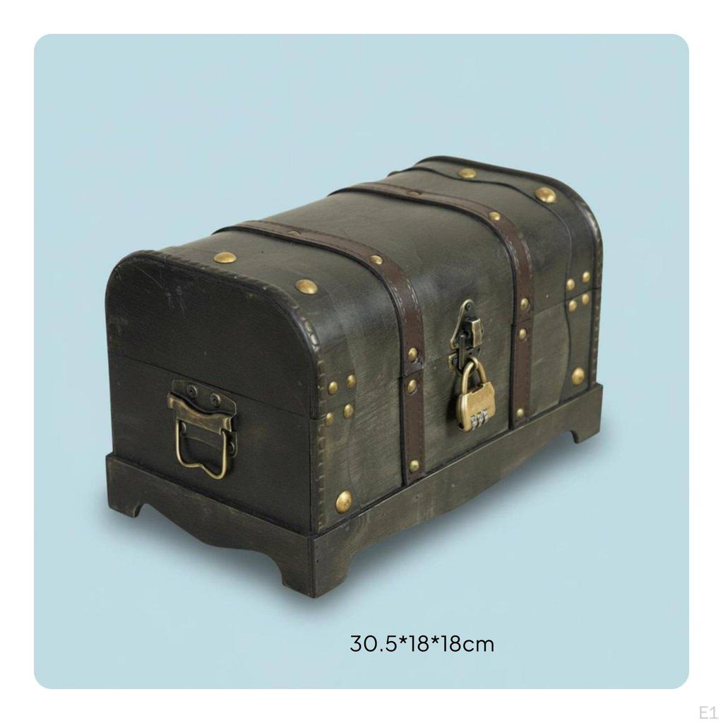 Wooden Storage Chest Decorative Prop Antique Design Box Retro