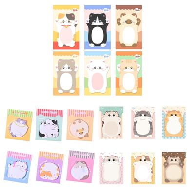 Cute Cartoon Animal Shape Design Reusable Stick Note Selves Adhesive Write Pad Removable for Journaling Office School