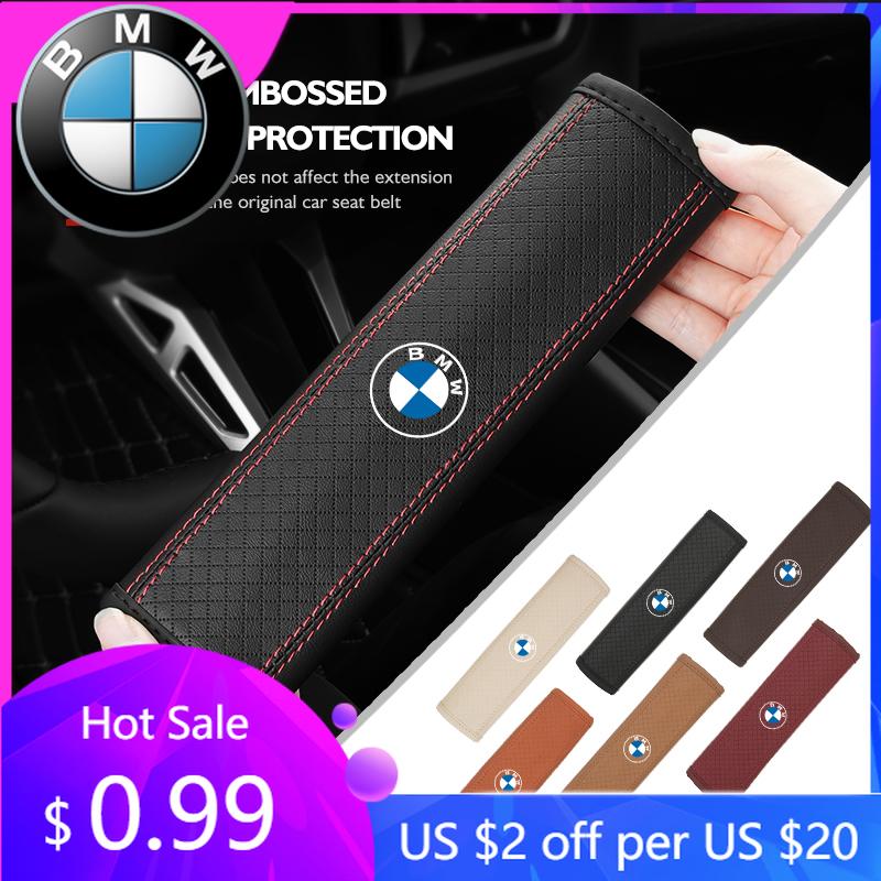 LPTJD1 2026 Car Sticker Leather Car Seat Belt Protector Pad Shoulder Strap Cover For BMW E90 E60 E46 E39 F30 F10 E87 X3 X4 X5 X1 G30 G2