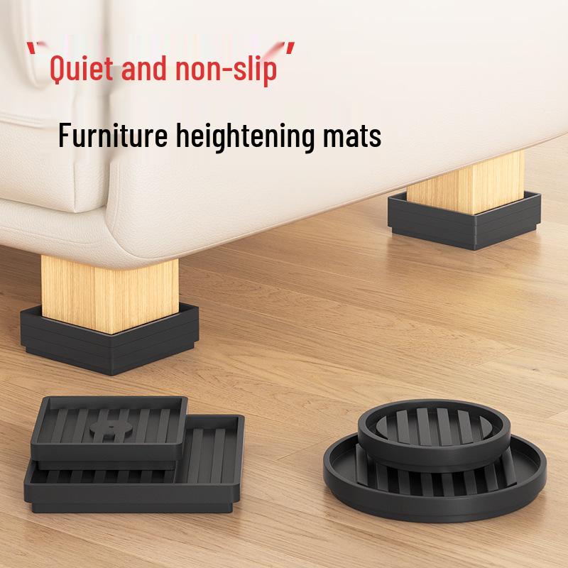 Black Anti-Slip Heightening Pads for Furniture: Table, Chair, Sofa, Coffee Table - Moisture-Proof and Scratch-Resistant