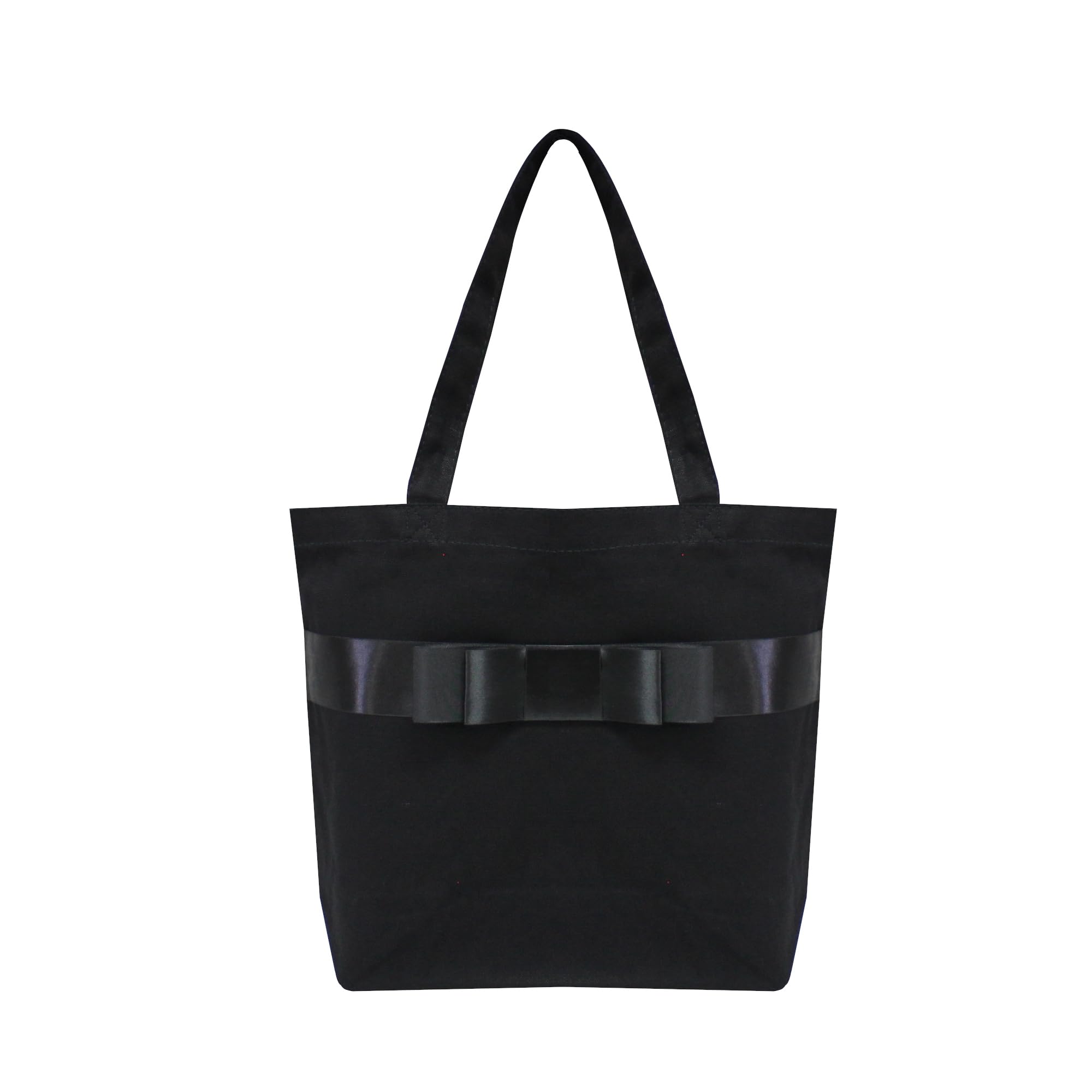 

[Kaorimura] Simple Ribbon Tote Bag, Medium, Satin Ribbon, Casual, Sub-Bag, Gusseted, 34 x 26 x 10 cm, 6L Capacity, Black, [srtb-M-01]