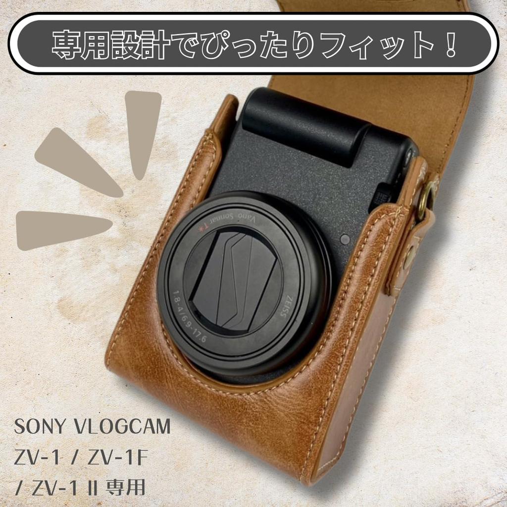 elfoLiz Camera Case for Sony VLOGCAM Retro Leather Camera with Shoulder Strap ZV-1 / ZV-1F / ZV-1II, Case, Bag, Lightweight, Stylish, Shock-Absorbent,