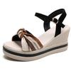 Women's Summer Wedge Sandals Fashion Platform Open Toe Bow Casual Shoes New Black Heightening Lightweight Beach Sandals