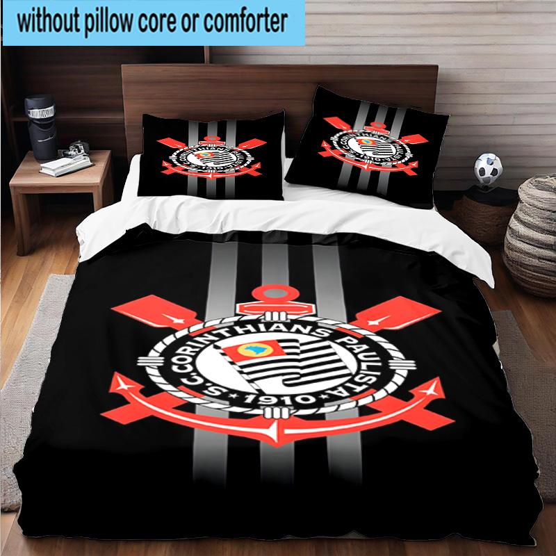 3pcs Sport Club Football Crest Printed Bedding Set Duvet Cover Closure Includes 1 Duvet Cover & 2 Pillowcases Bedding Sets Home Decor Gifts