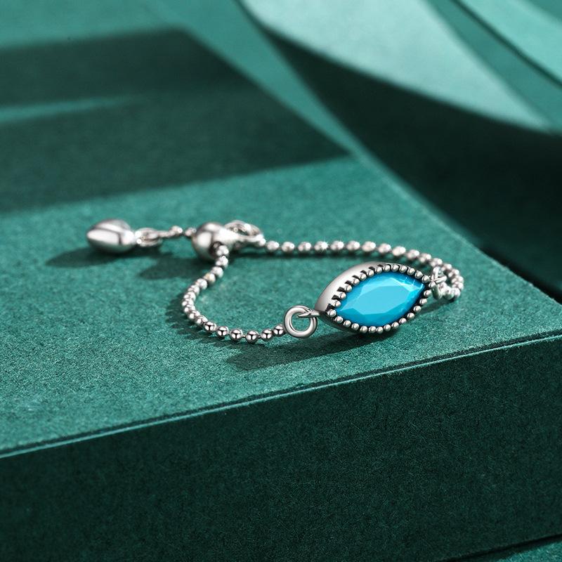 Tancise Classic 925 Sterling Silver Turquoise Ring Ladies Jewelry Wedding Promise Party Gift