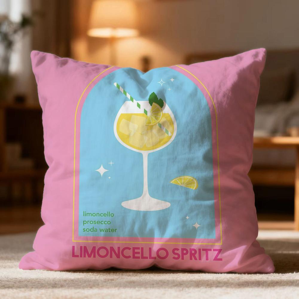 Popular Limoncello Cocktail Cushion Cover Soft Washable Pillow Case Multi-Scene For Couch Bed Travel Office Use