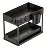 Sliding Mechanism Sliding Cabinet Basket With Hooks Storage Shelf  Bathroom Storage