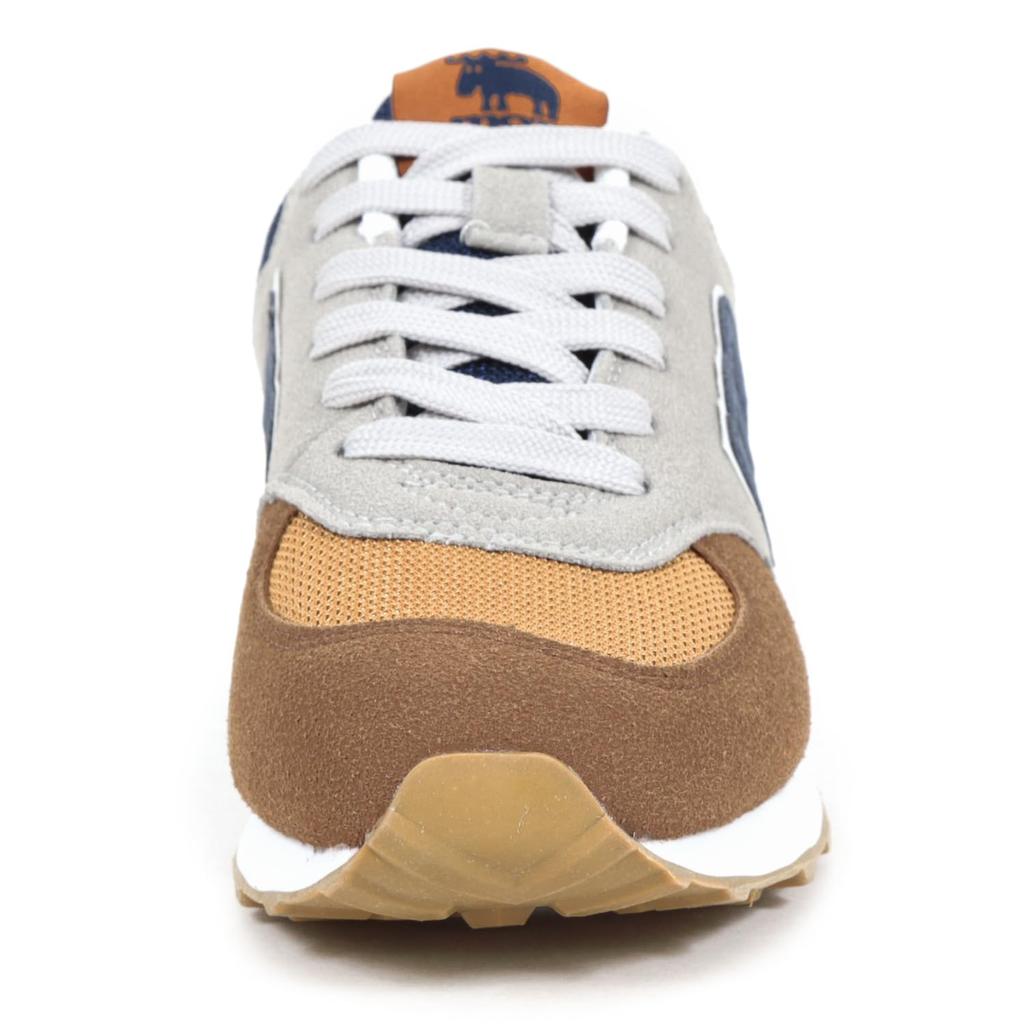 moz U Lightweight Sneakers with a Combination and Brown Size Women's Low-Top Two-Tone Non-Slip Sole, Gray, 24.5cm