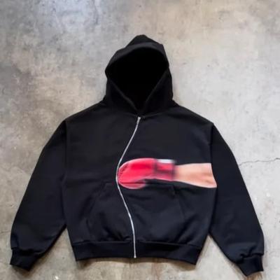 DRIPX Schwarz Lustiges Reißverschluss-Design Übergroße Sweatshirts für Paare Harajuku Minimalismus Verkleiden Pullover Sportjacken