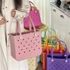 Durable Waterproof Beach Bag Storage Baskets Summer Rubber Tote Solid Color Jelly Beach Bags Sundries Organizer