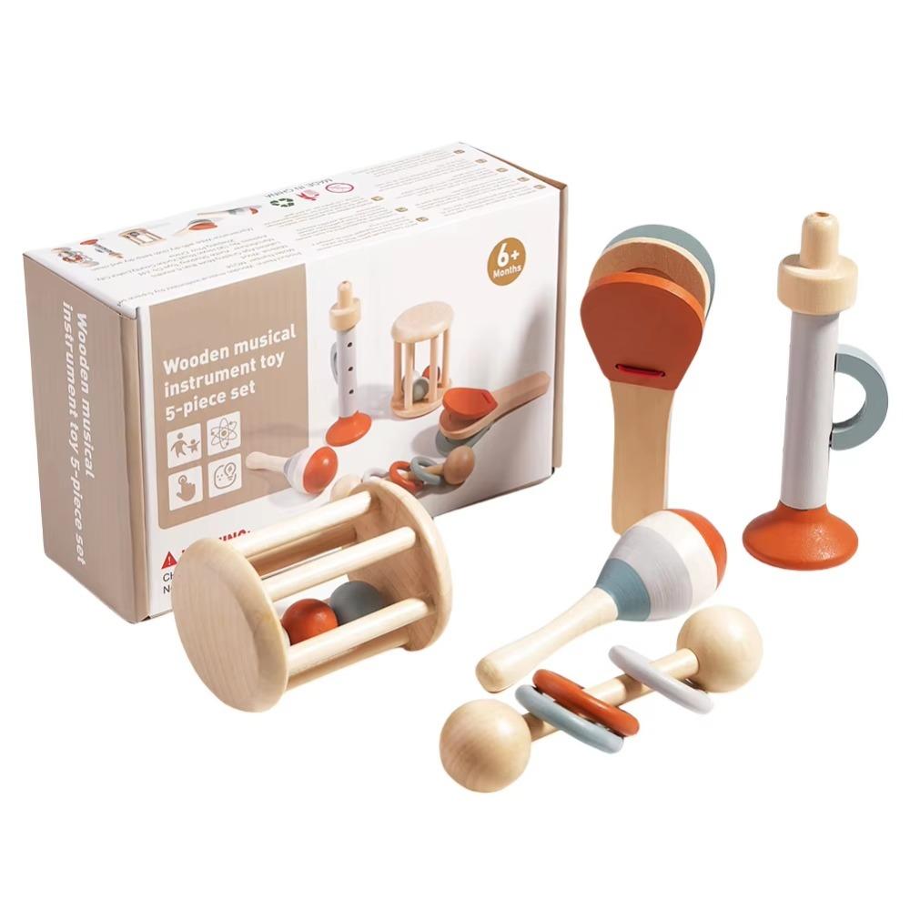 

Wooden Gripping Baby Musical Instruments Fine Motor Skills Kids Rattle Toys Birthday Gifts 5Pcs