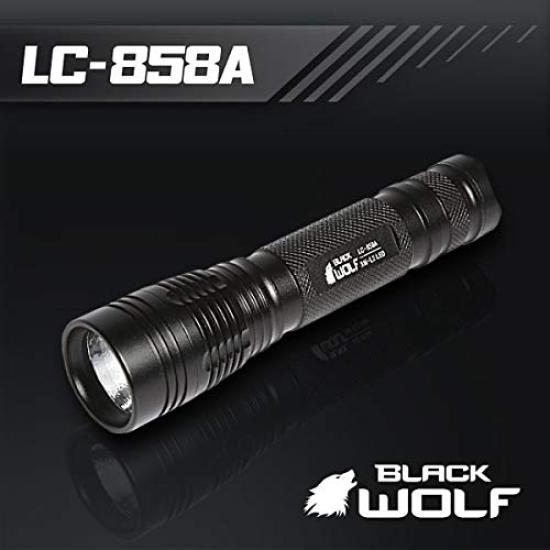 BLACKWOLF 900 Lumens Cree Rechargeable LED Handheld for Bike and Work 18650 XM-L2 Flashlight, Compact, Powerful, Waterproof, Use, Lithium-ion Battery,