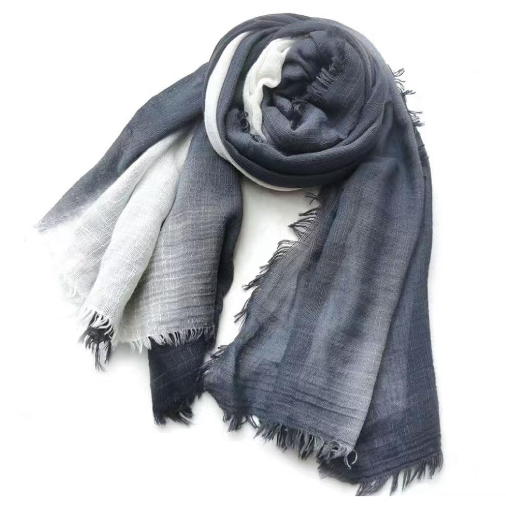 

Большой Хлопковый Стильный [FREESE] Мужской Двухцветный Шарф, (Пепельно-серый)