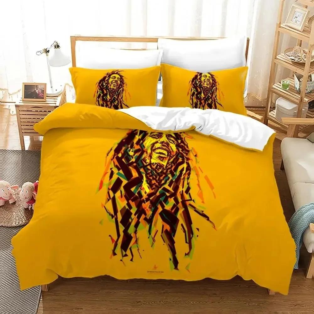 Bob Marley Leggende Musicali Giamaica Cantante 3D Nuovo Copripiumino Federa Set Biancheria da Letto Adulto Ragazzo Ragazza Decorazione Camera da Letto Matrimoniale Grande