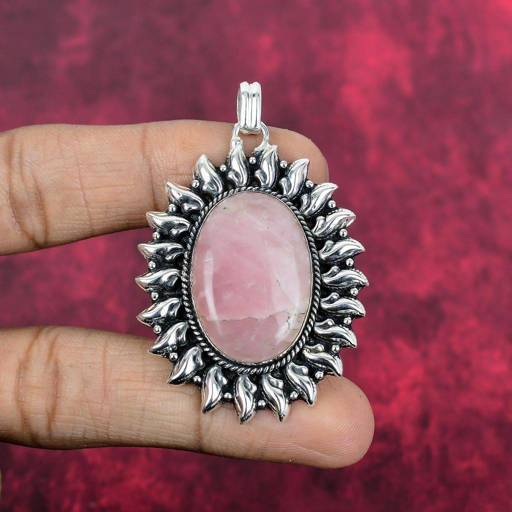 Rose Quartz Jewelry, 925 Solid Sterling Silver Pendant Handmade Gemstone Jewelry, Gifts For Wife Brand New Pendant