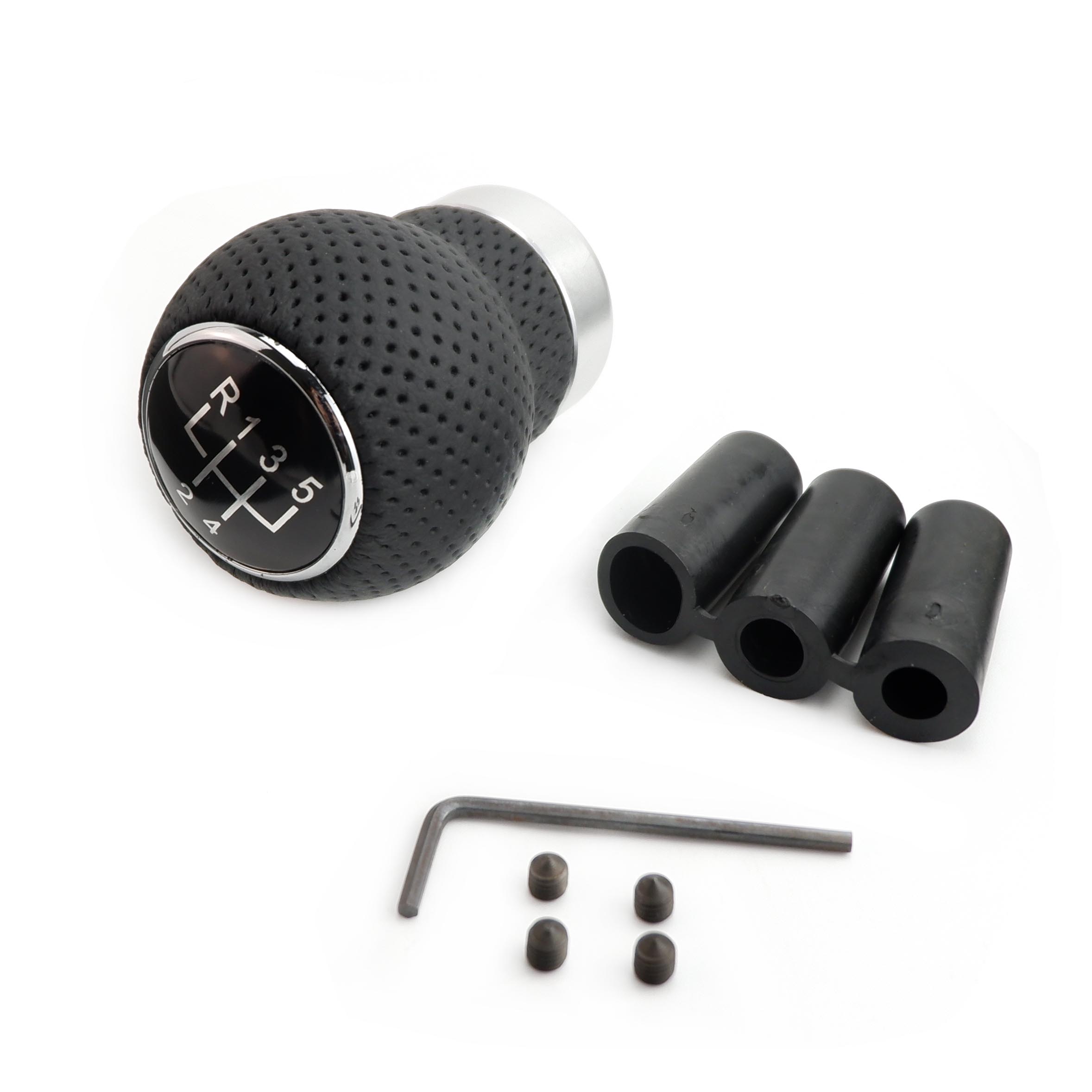 

Universal Gear Shift Knob Ball Gear Stick 5 Speed Manual Shifter Lever Car Truck Racing Black PU Leather with Holes чёрный