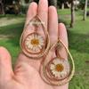 Bohemian Daisy Pendant Earrings With Alloy Water Drop Shape For Womens Summer Fashion