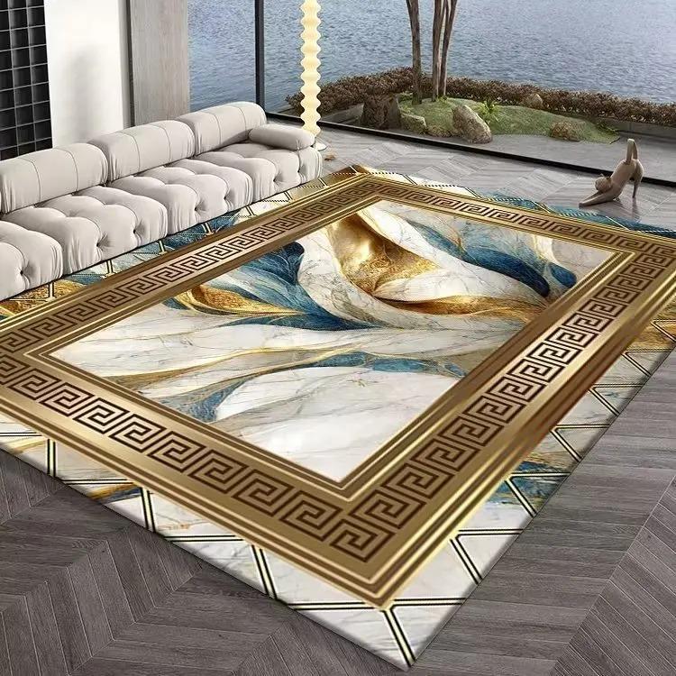 Gold Striped Patchwork Carpet Large Floor Mat for Living Room Washable Anti-slip Kitchen Door Mats Home Bedroom Area Decor Rug