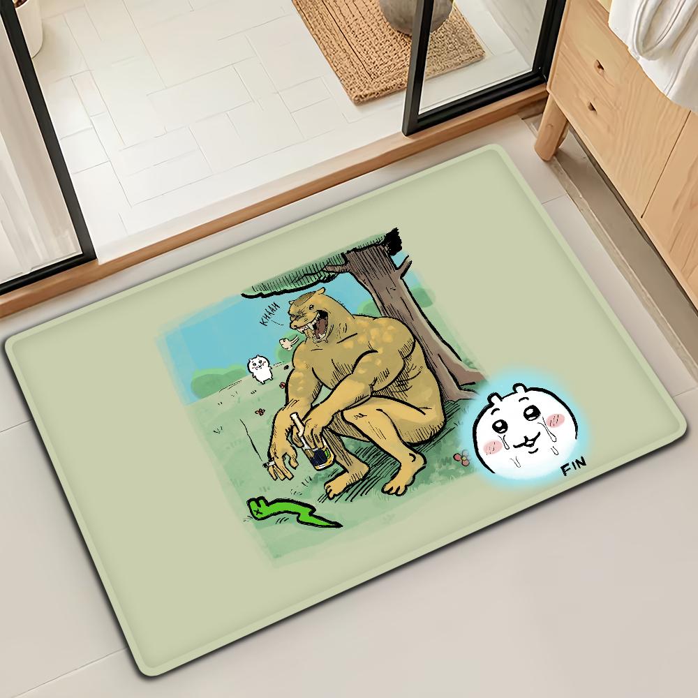 Cute Cartoon C-Chiika-waE Usagi Door Mat Bath Microfiber Decorative Versatile Flannel Floo Mat Quick Dry Absorbent Non-slip Sole