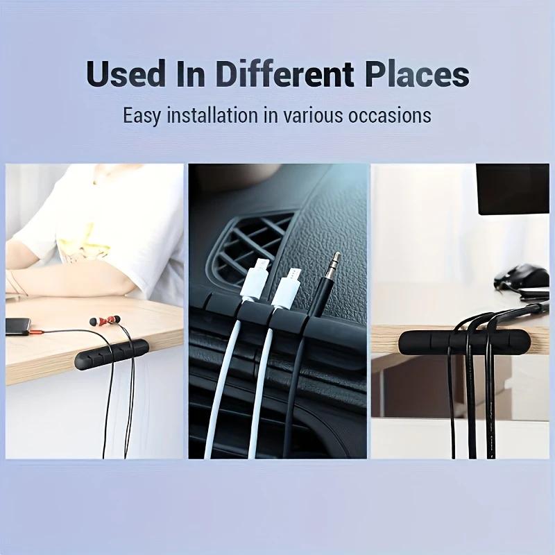 Self-adhesive Power Cord Fixing Clamp Office Winder Data Cable  Desk Organizers Safety Cable Clamp for Bedside Table Wire Rack