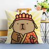 Capybara Cartoon Cute Cushion Cover Washable Linen comfort Soft  for Sofa Bed Cozy Home Room Decor