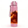 1PC Fire Winged Phoenix Bird Flame Print 750ml Color Plastic Sports Water Bottle Leakproof Flip Straw Lid Suitable for Sports Office Home Use