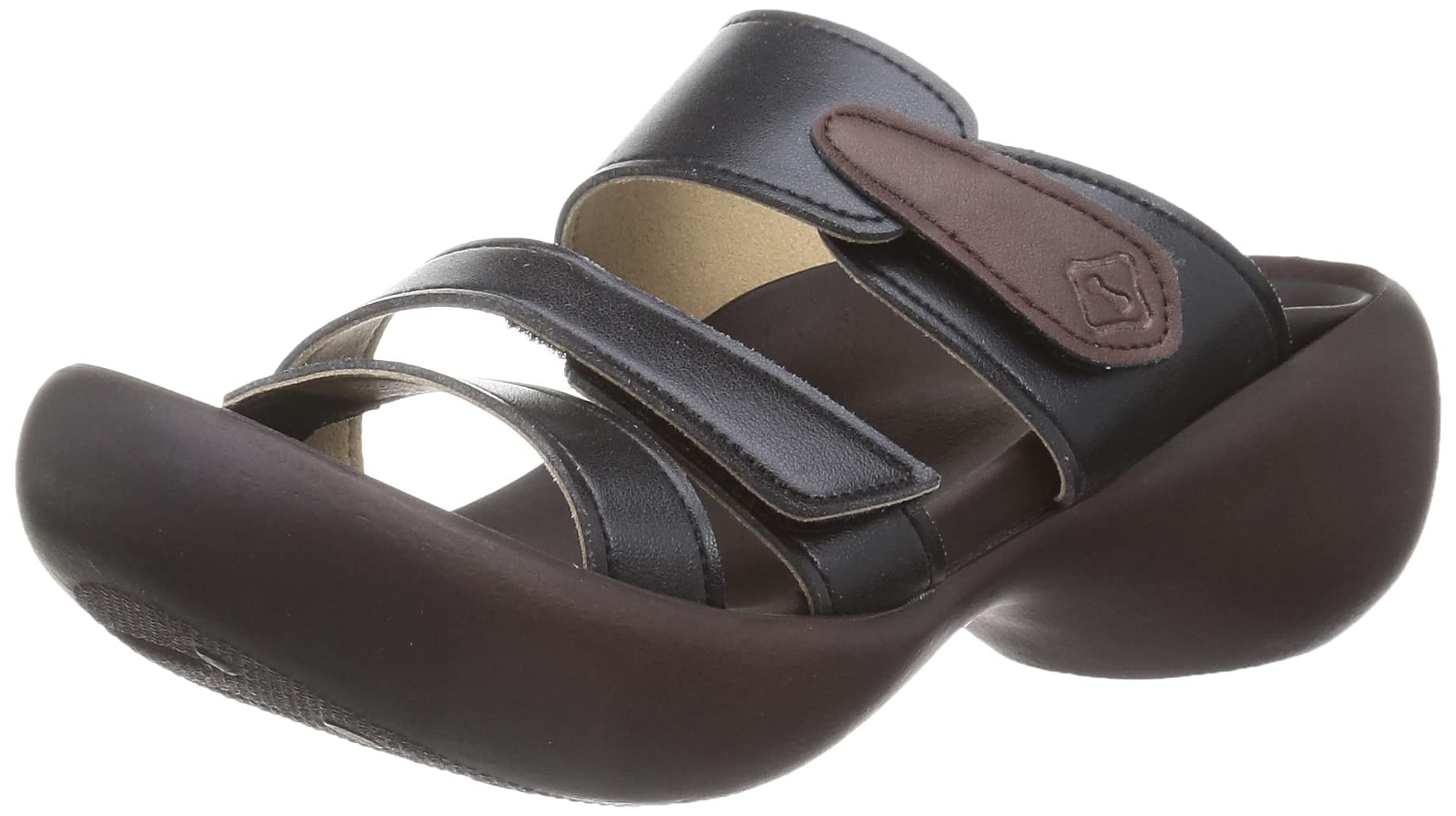 

Босоножки Яйцевидный каблук 3 ремешка Регулируемая липучка Удобные при ходьбе Легко носить Комфорт Сделано в Японии Черный см см 3E [Regetta Canoe] CJEG-5223a Женские слипоны