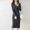 Dame Genser Kjole 100 % Ull MODERN NEW SAGA V-hals Strikk Lang Pullover Vintergensere Ull Lang Kjole Dame