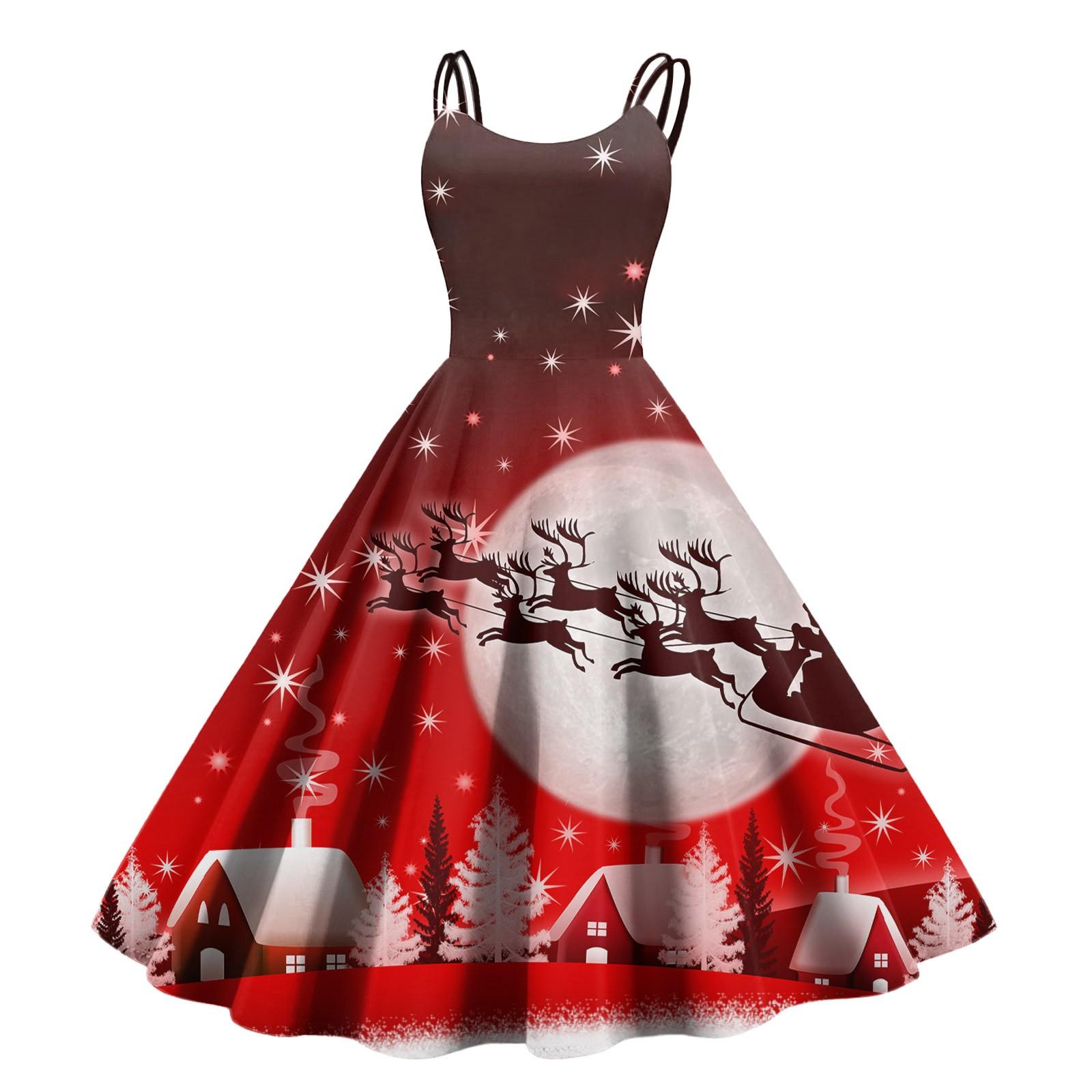 

Женское модное рождественское печатное сексуальное коктейльное платье без бретелек в готическом стиле в стиле панк-винтаж XXL