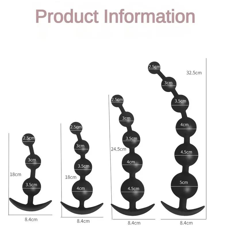 Super Dlouhé Anální Korálky Anální Plug Masáž Prostaty Velký Anální Plug Vaginální Kuličky Anální Stimulace Tahací Korálek Dildo Hluboká Anální sex Hračka