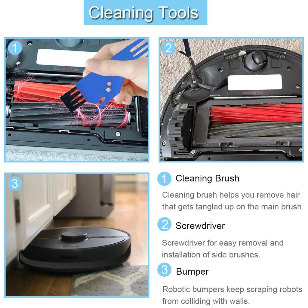 EATBALE Accessory Kit Compatible with Pro Ultra Robot Vacuum Includes 2 Main 4 Side 2 HEPA 2 Mop Cloth 1 and 2 Tools S8/S8+/S8 Cleaners, Brushes,