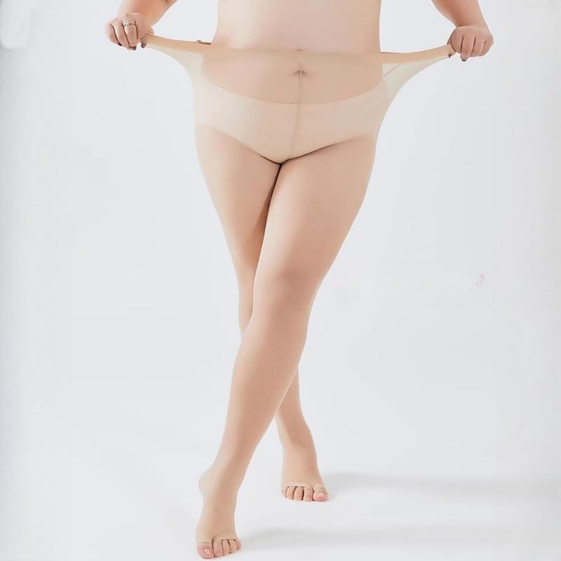 

Plus Size High Stretchy Sandal Tights Summer Ultra-thin Ladies Sheer Nylon Pantyhose With Open Toe Anti-hook Footless Stockings M 40 - 50 KG