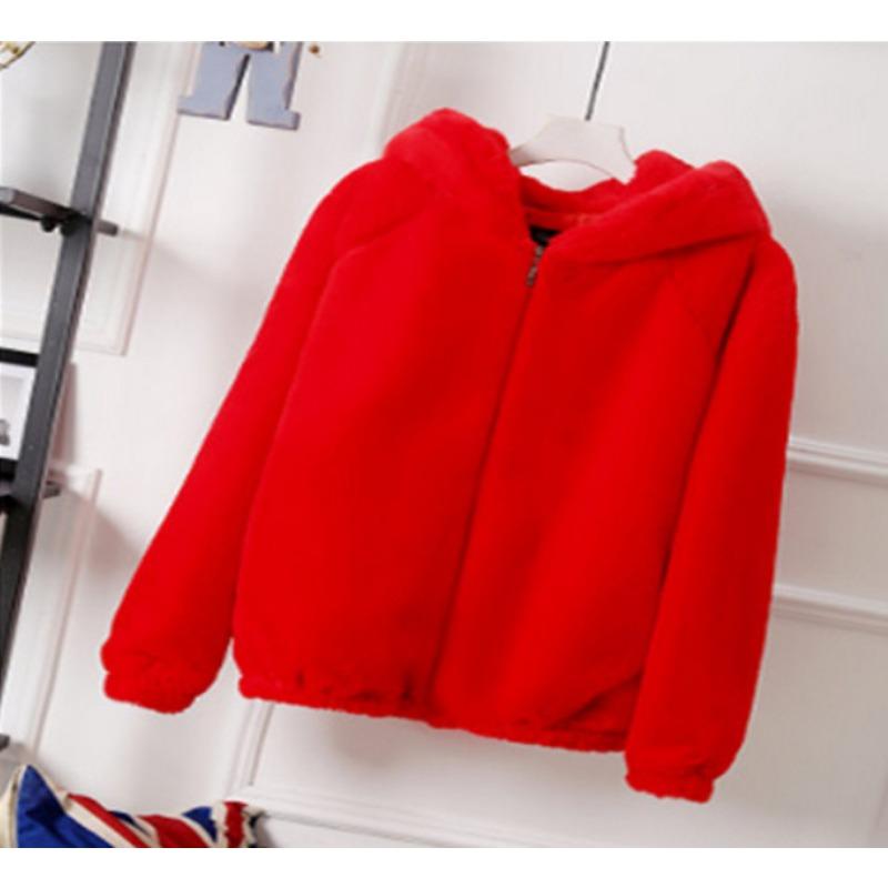Loose Autumn and Winter New Plush Thickened Hooded Women's Imitation Mink Short Fur Jacket