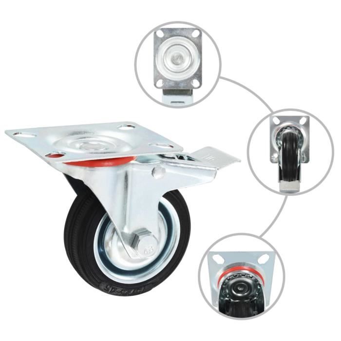VidaXL Roulettes pivotantes avec double frein 4 pcs 75 mm
