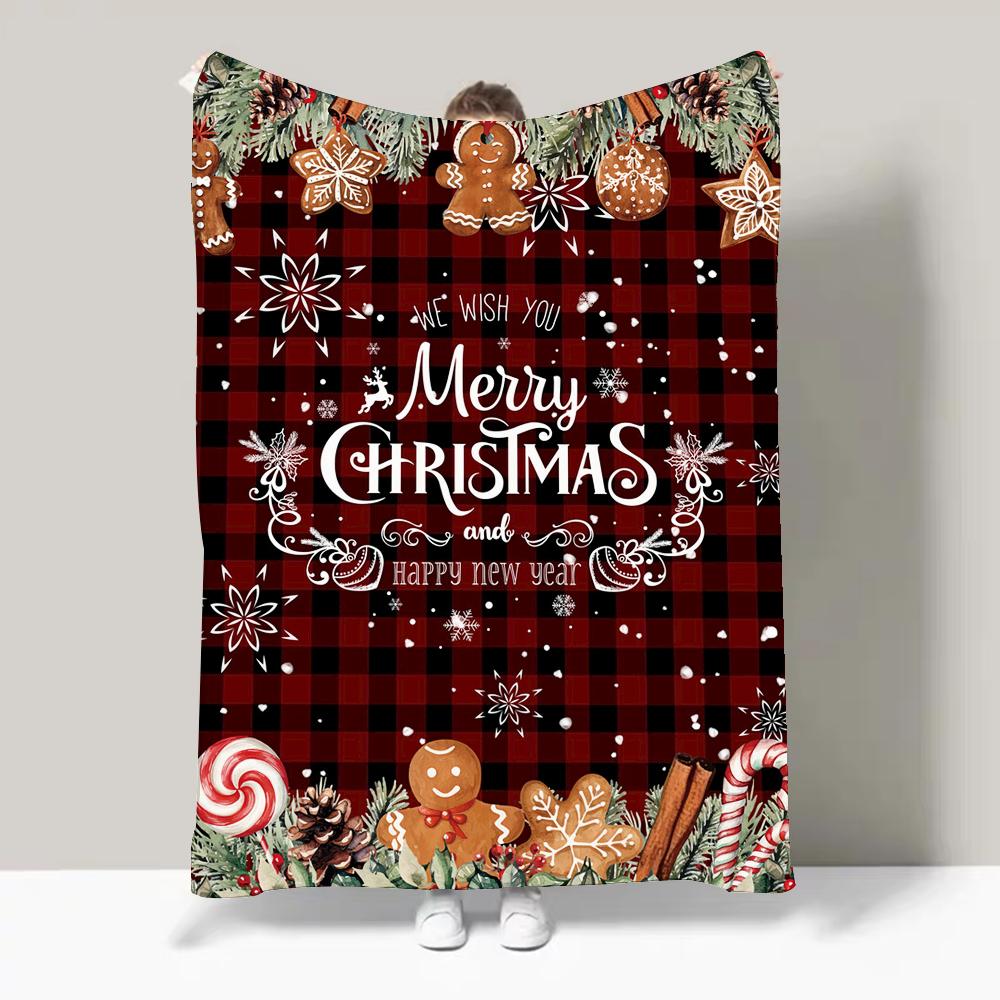Merry Christmas Gift Santa Claus Reindeer P Blanket Design Lightweight  For Dorms, Naps, Living Room, Office,Sofa,All-Season