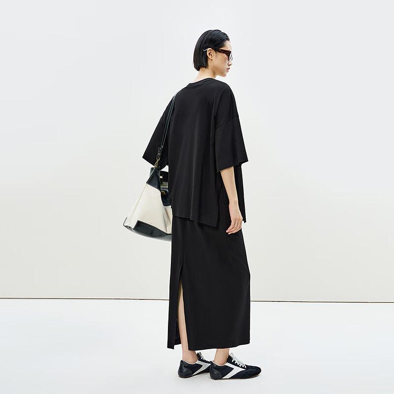 LESS 2025 Summer Round Neck Short Sleeve Dress