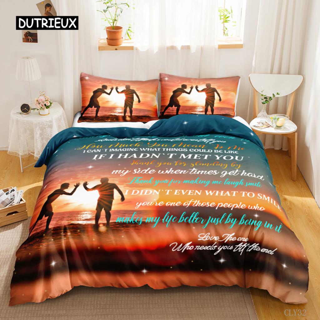 Bettbezug-Set mit Brief an den Sohn, Zitat, Spruch, bekannter Spruch, Aphorismus, Bettwäsche-Set, inspirierende Buchstaben, Polyester, Bettbezug