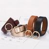 Women'S Belt Round Buckle Belt With Jeans Cargo Pants Skirt Thin Belt Soft Pu Belt Belt